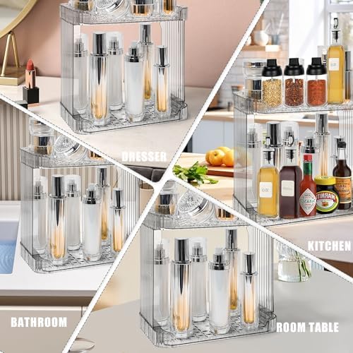 Bathroom Counter Organizer Cosmetics Skincare Organizers-2 Tier-Grey