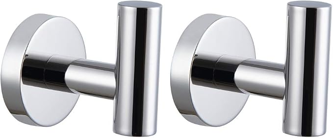 kimzcn Polished Stainless Steel Towel Coat Hooks Bathroom Clothes Garage Hotel Cabinet Closet Sponges Robe Hook Wall Mounted Round Kitchen Heavy Duty Bath Door Hanger 2 Pack
