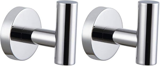 kimzcn Polished Stainless Steel Towel Coat Hooks Bathroom Clothes Garage Hotel Cabinet Closet Sponges Robe Hook Wall Mounted Round Kitchen Heavy Duty Bath Door Hanger 2 Pack
