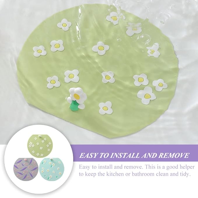 3pcs Anti Odor Mat Silicone Bathtub Stopper Drain Stopper Drain Plug Flat Cover for Kitchen Bathroom Laundry Shower Floor