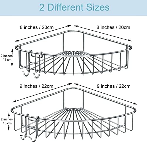 Shower Shelf for inside Shower, Shower Shelf Corner, Shower Corner Caddy, Adhesive Shower Caddy, Shower Wall Caddy, Stainless Steel Shower Caddy Suction No Drill 2 Pack Silver