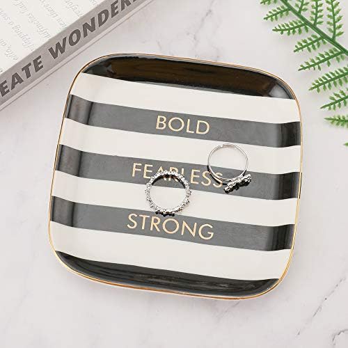 Stephanie Imports Bold Fearless Strong Ceramic Trinket Plate and Decorative Jewelry Dish