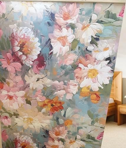 Vintage Ink Flowers Adhesive Shelf Paper Thick Drawer Liner Textured Floral Contact Paper Shelf Liners for Kitchen Cabinets Adhesive 17.3" x 393"