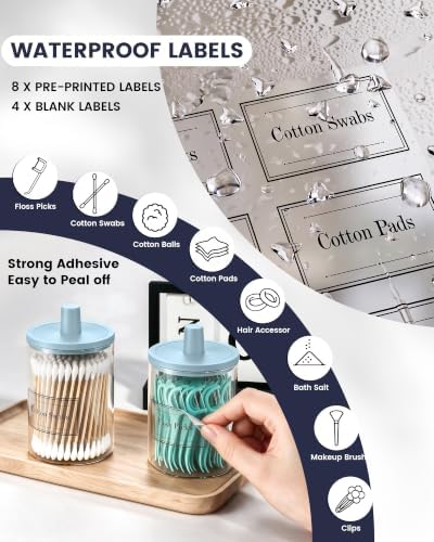 Glass Qtip Holder Dispenser - 4 Pack, Bathroom Decor and Organizer