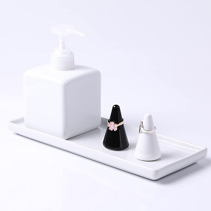 Ceramic Toothbrush Holder for Bathroom Toothbrush Tray for Vanity Countertop Storage Organizer for Holding Toothpaste Dental Floss Picks Makeup Brushes Trays for Household Purposes(Large