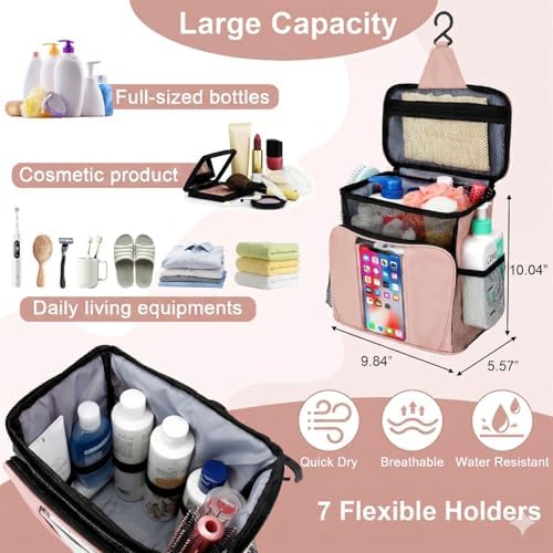 BAIMAY College Dorm room Essentials for Girls, Quick Dry Mesh Shower Caddy-Beige
