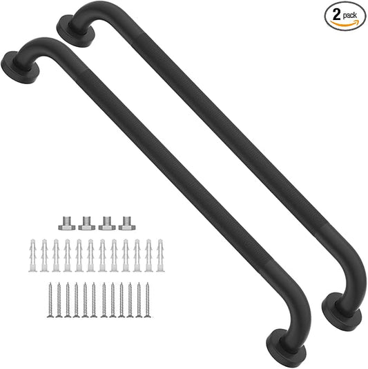 2 Pack 24 Inch Anti Slip Shower Grab Bar Oil Rubbed Black 1.25" Diameter,Munzong Bathroom Grab Bar, Knurled Bathroom Balance Bar,Safety Hand Rail Support Handicap Elderly Senior Assist Bath Handle
