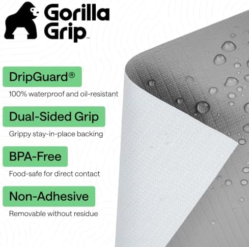 GORILLA GRIP Shelf Liner, Kitchen Drawer Protector, 17.5x240 Gray