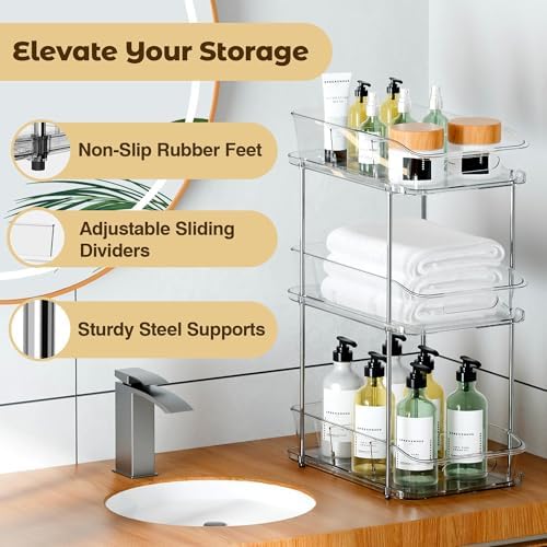 incostar 2 Sets of 3-Tier Bathroom Under Sink Organizers