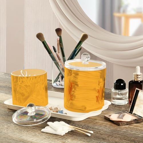 Gredecor Orange Apothecary Jars with Lids for Bathroom & Kitchen Organization Containers Acrylic Plastic Organizers Great for Q-Tip Cotton Swabs, Jewelry, Food & Candy Storage, Set of 2 Sizes