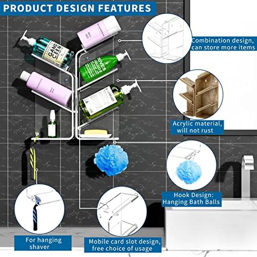 AITEE Acrylic Bathroom Organizer Caddy Shampoo Holder Combination Shelf