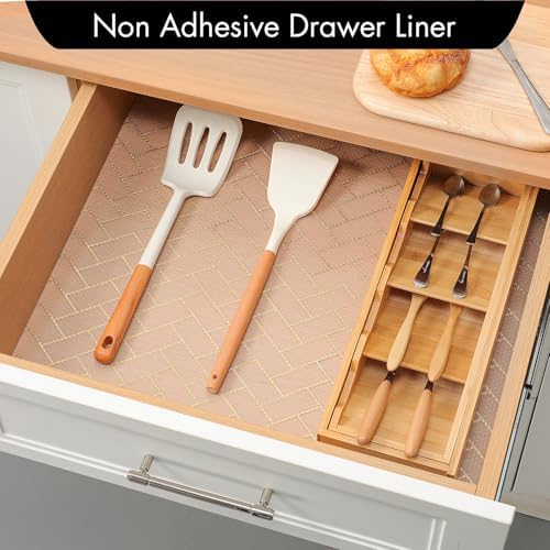 Cooyes Shelf Liner for Kitchen Cabinets – Non-Adhesive Drawer Liner