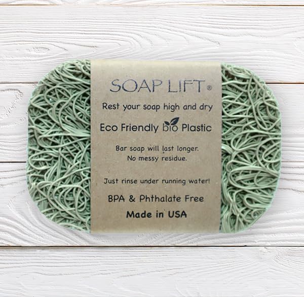Soap Bar Holder - Flexible Shower Tray with Self-Draining Design - Soap Saver Pad Made of BPA-Free Bioplastic - Handmade Soap Lifts for Bar Soap, Dishes, Shower & Bathroom Sink - 2-Pack (Sage Color)