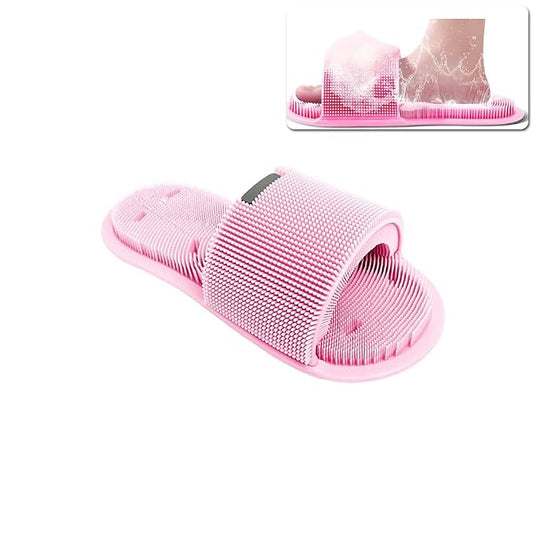 Shower Foot Scrubber - Soft Silicone Cleaner With Non-Slip Suction Cups, Exfoliating Dead Skin Massager Slipper to Improve Circulation & Soothe Tired Feet for Unisex Adults - 1pcs (Pink)