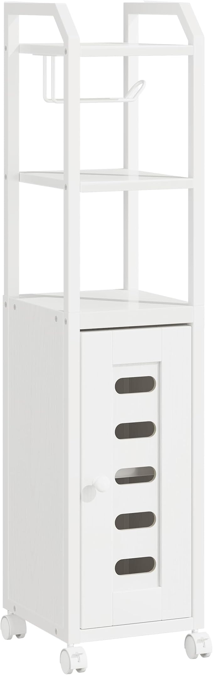 Hzuaneri Bathroom Storage Cabinet - Toilet Paper Storage Cabinet, Small Toilet Paper Holder with 4 Wheels, Bathroom Organizer with Adjustable Shelf, for Small Spaces, White BC04613W