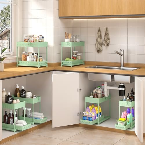 Sevenblue 3-Pack 2-Tier Under Sink Organizers with Sliding Drawers