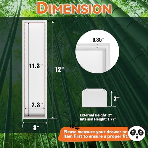 Lixple Bamboo Kitchen Drawer Organizer, 2 Pack, 12" x 3" x 2", White