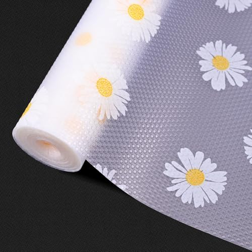 Floral Print Shelf Liner Non Adhesive, Waterproof Bathroom Drawer Liner Cabinet Liner, Washable Drawer Liners for Dresser Kitchen Cabinets Mat, Cupboard, Pantry Liner for Shelves 12in x 20FT