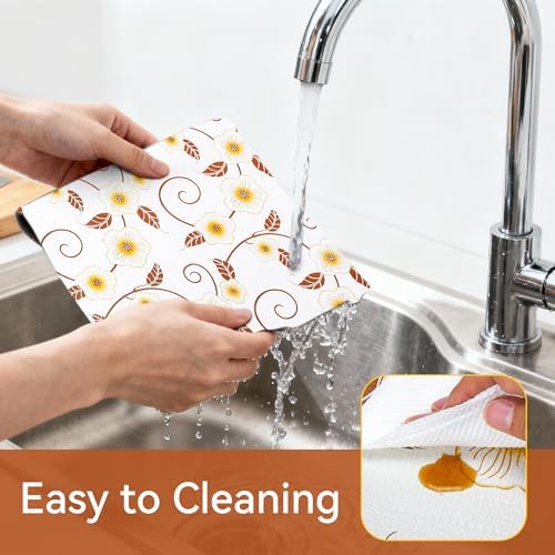 FIFTY FEET 12"x120" Non-Adhesive Shelf Liner for Kitchen Cabinets and Drawers, Washable Non-Slip PVC Cabinet Liner (Yellow Flower)(1 Roll)