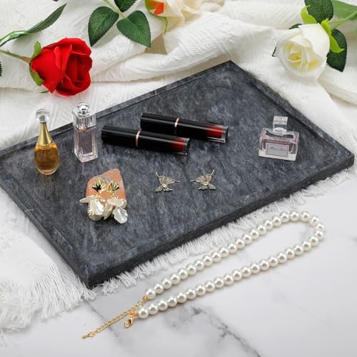 Real Luxurious Natural Marble Tray - 12x8 Inch Marble Vanity Tray