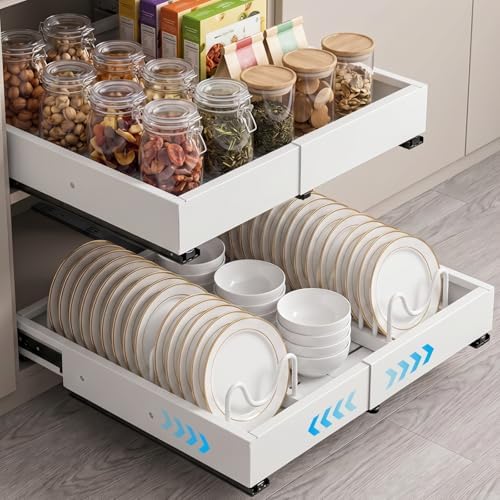 DOMNIU 2 Pack Pull Out Cabinet Organizers Width(12"-19"), Depth(17"-23")