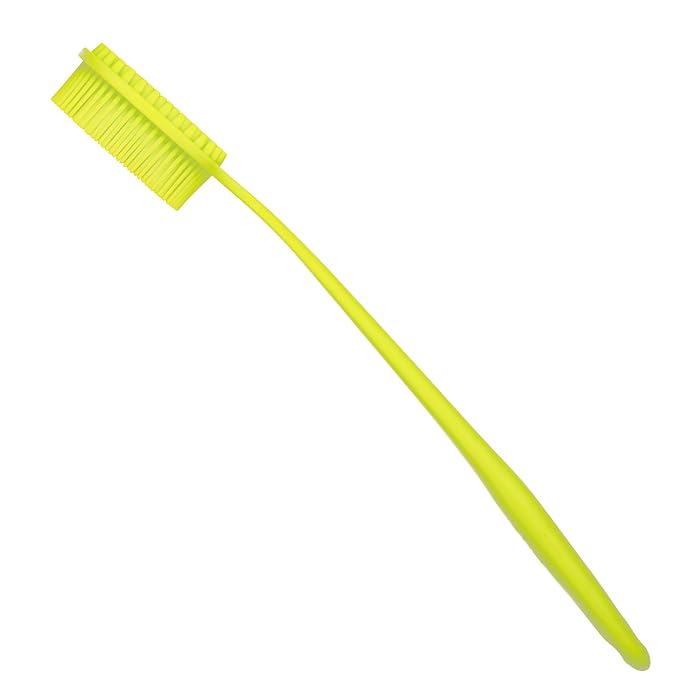 DNC Silicone Back Scrubber for Shower Soft Bath Body Brush with Long Handle (Green)