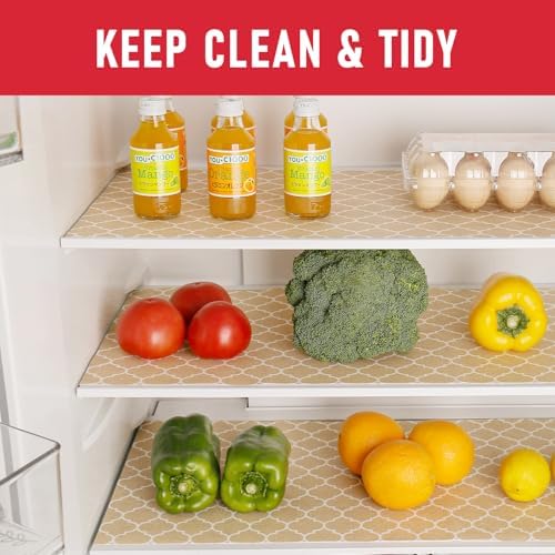 Cooyes 2 in 1 Refrigerator Liners, 6 Pack, 12“ × 24”， Fridge Drawer & Shelf Liners for Kitchen Cabinets Non-Adhesive, Breathable Cloth Material, BPAfree, Keep Produce Fresh Longer