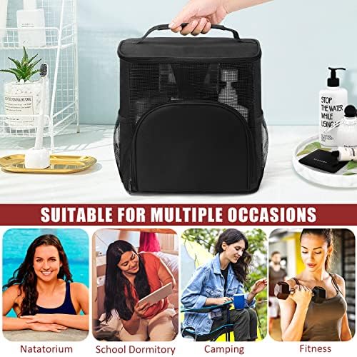 EIMMBD Hanging Shower Bag, Shower Caddy Portable Larger Capacity with Phone Storage, Upgraded Shower Tote Bag for College, Dorm,Travel, Gym, Camp, Mesh Shower Caddy for Women, Men(Black)