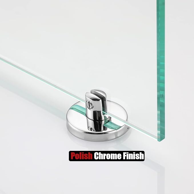 JQK Bathroom Glass Shelf Chrome, Tempered Glass Shower Storage 30 by 5 inches, 304 Stainless Steel Polished Chrome Wall Mount, TGS101L30-CH