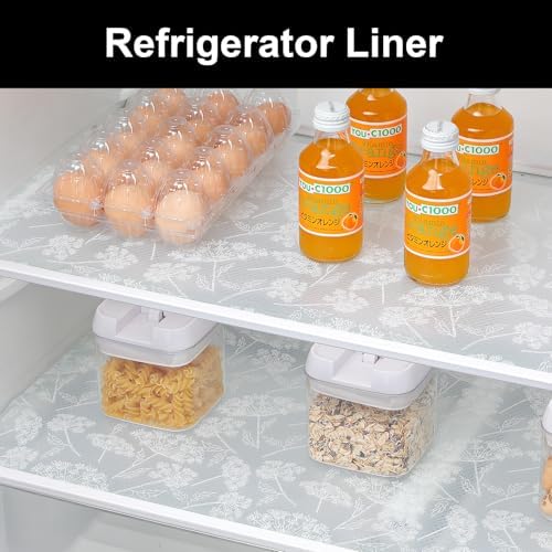Cooyes Shelf Liners for Kitchen Cabinets, Refrigerator Liners Waterproof & Oil-Proof Kitchen Cupboard Liner Drawer Mats EVA Material Non Adhesive Fridge Liner for Shelves（23.6" W x 118" L）