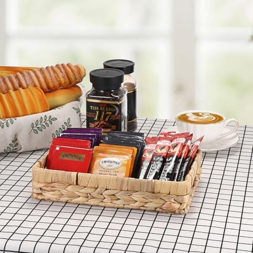 Hipiwe Small Keys Basket for Entryway Table Decorative Wicker Basket Tray