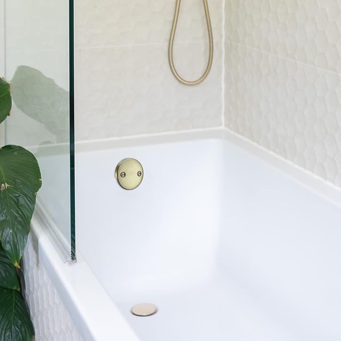 DTT108 Repalcement 3-3/16 Inch Diameter 2 Hole Bathtub Overflow Plate, Brushed Nickel
