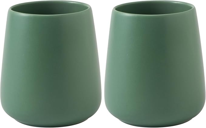 Green Toothbrush Holder for Bathroom - 2Pcs Ceramic Tooth Brushing Holders Set, Toothbrush Cup & Toothpaste Organizer for Bathroom Countertop, Makeup Brush Holder, Pen Holder for Home Desktop Storage