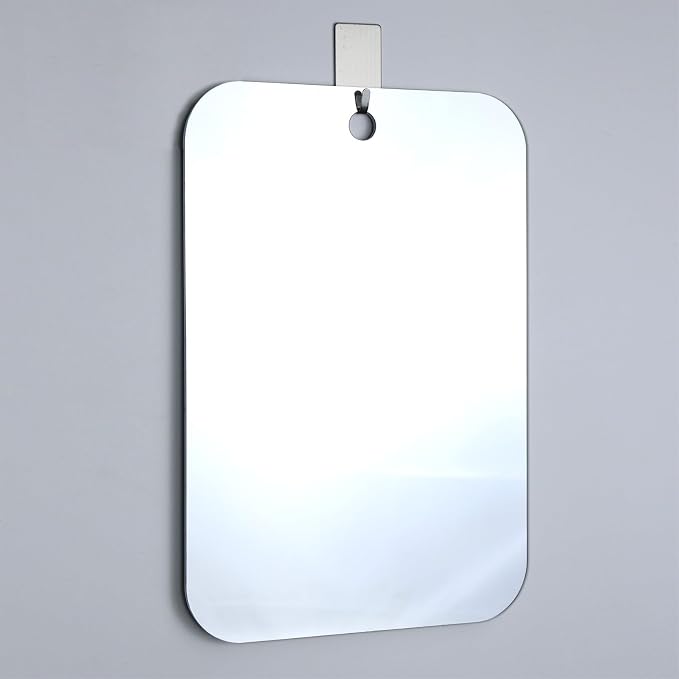 Shower Mirror Fogless for Shaving,(Medium 8x6 Inch) Anti Fog Shaving Mirror Holder NO-Drilling, No Fog Free Waterproof,Small Wall Mounted Bathroom Accessories Camping Hanging with Hook