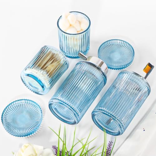 4pcs Blue Glass Bathroom Accessories Set