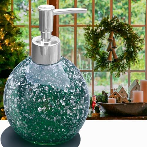LUANT 3-Piece Resin Bathroom Accessory Set with Dispenser, Tumbler, Cotton Holder, Green