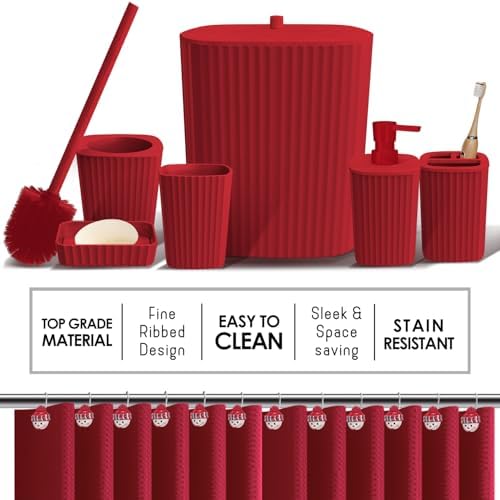 Clara Clark Bathroom Set - Christmas Bathroom Accessories Set, 24PC Bathroom Accessory Set, Christmas Bathroom Sets with Adhesive Corner Shower Caddy Hanging, Toilet Brush, Trash Can & Soap Dispenser