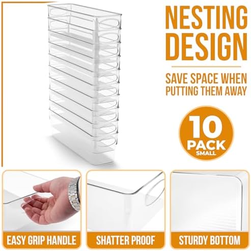 Sorbus Fridge Organizers and Storage, Clear Bins (Small, 10 Pack)