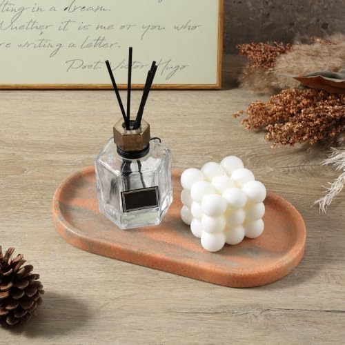 Koville Natural Marble Tray for Bathroom Countertop, Vanity Tray for Decor