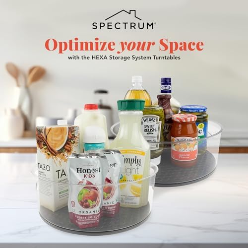 Spectrum Extra Large High Wall Turntable 12.25 in Pack of 2 Charcoal Gray XL Tall Lazy Susan Rotating Organizer for Kitchen Countertop Bath Cabinet Refrigerator Pantry Shelf Under Sink Organization