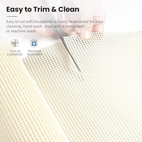 BAGAIL Non-Adhesive Shelf Liner, Thick Strong Grip Drawer Liners for Kitchen Cabinets, Heavy-Duty Easy Cut Cabinet Liners for Shelves, Pantry, Bathroom Cupboards - 12" x 10FT, Cream