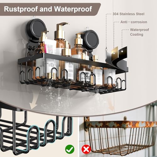 JOTPE Shower Caddy Suction Cup, No Drill Shower Shelves for Bath, 2 Pack
