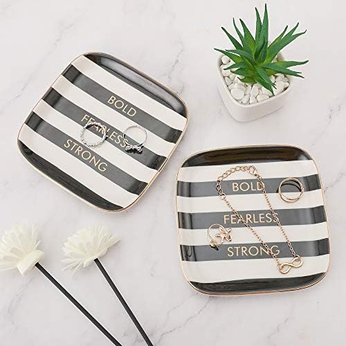 Stephanie Imports Bold Fearless Strong Ceramic Trinket Plate and Decorative Jewelry Dish
