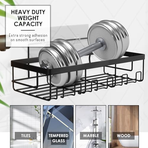 Clara Clark Bathroom Accessories Set - 27PC Bathroom Set with Adhesive Corner Shower Caddy Hanging, Bathroom Sets with Shower Curtain and Rugs, Ombre Navy Shower Curtain Set with Bathroom Trash Can