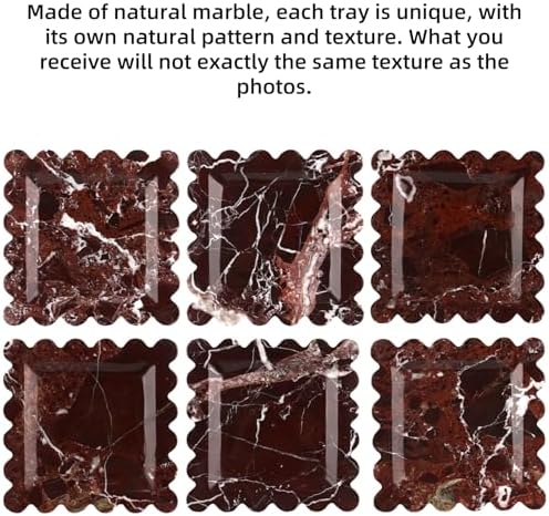 Square Marble Decorative Tray, Rosso Lepanto, 8 * 8