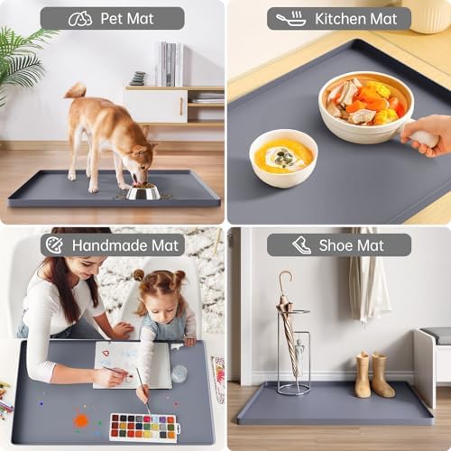 FLATO Waterproof Under Sink Mat, 19" x 19", Light Gray