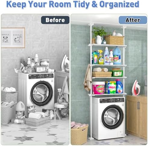 SUNALLY Over The Toilet Storage Shelf, Over Toilet Bathroom Organizer,White