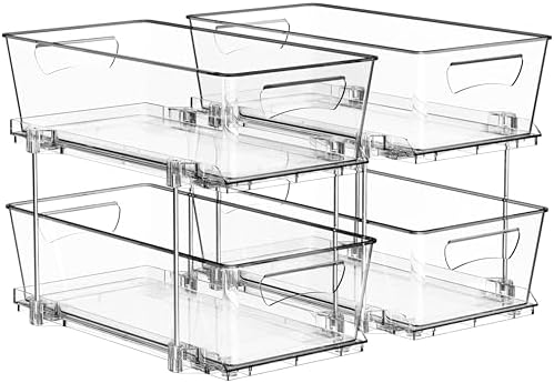 Simple Houseware 2Pcs 2-Tier Slim Drawer Cabinet Pull-Out Organizer, Clear