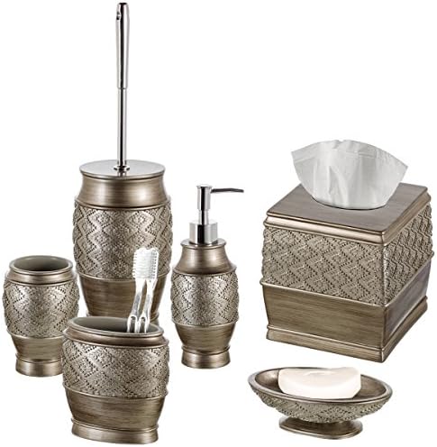 Creative Scents Dublin Silver 6 Piece Resin Bathroom Accessories Set
