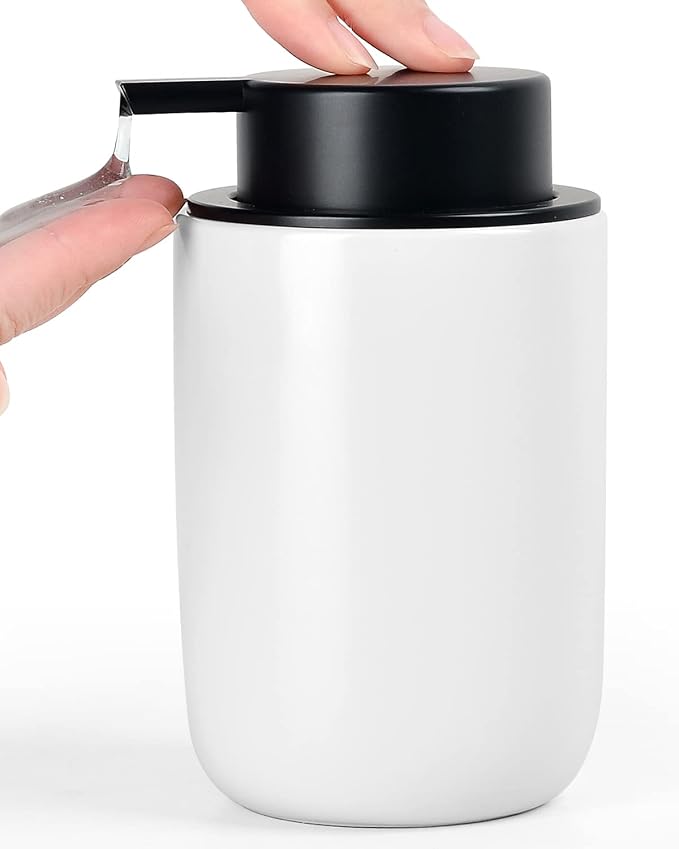 BosilunLlife Lotion Pump Dispenser for Bathroom Lotion Hand Pump Dispenser | Bathroom Soap Dispenser White Kitchen Dish Soap Ceramic Small Liquid Soap Dispenser